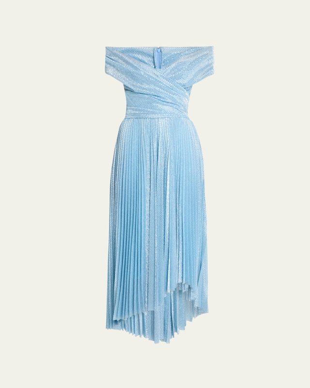 Off-the-Shoulder Sequined High Low Cocktail Dress